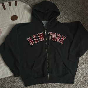 black and red brandy melville new york zip up